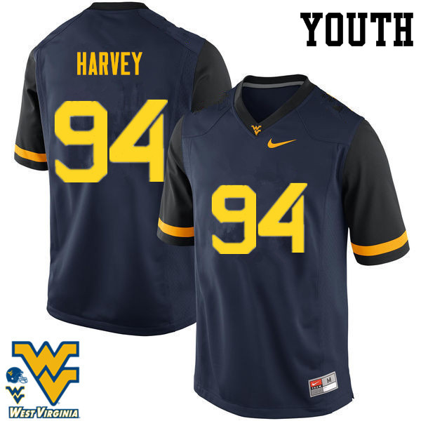 NCAA Youth Jalen Harvey West Virginia Mountaineers Navy #94 Nike Stitched Football College Authentic Jersey IG23T57YE